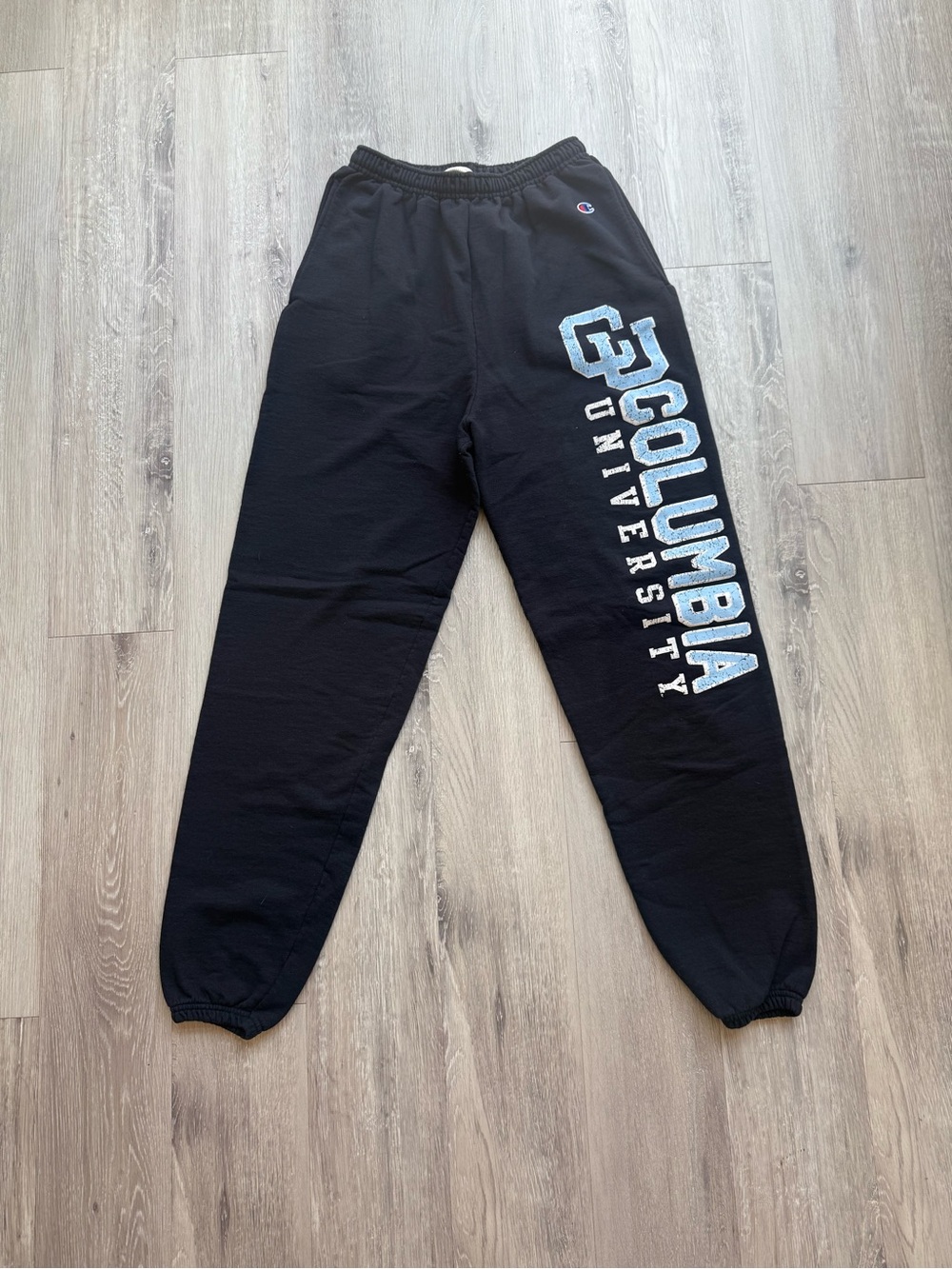 Champion Black Sweatpants with Columbia University Graphic
